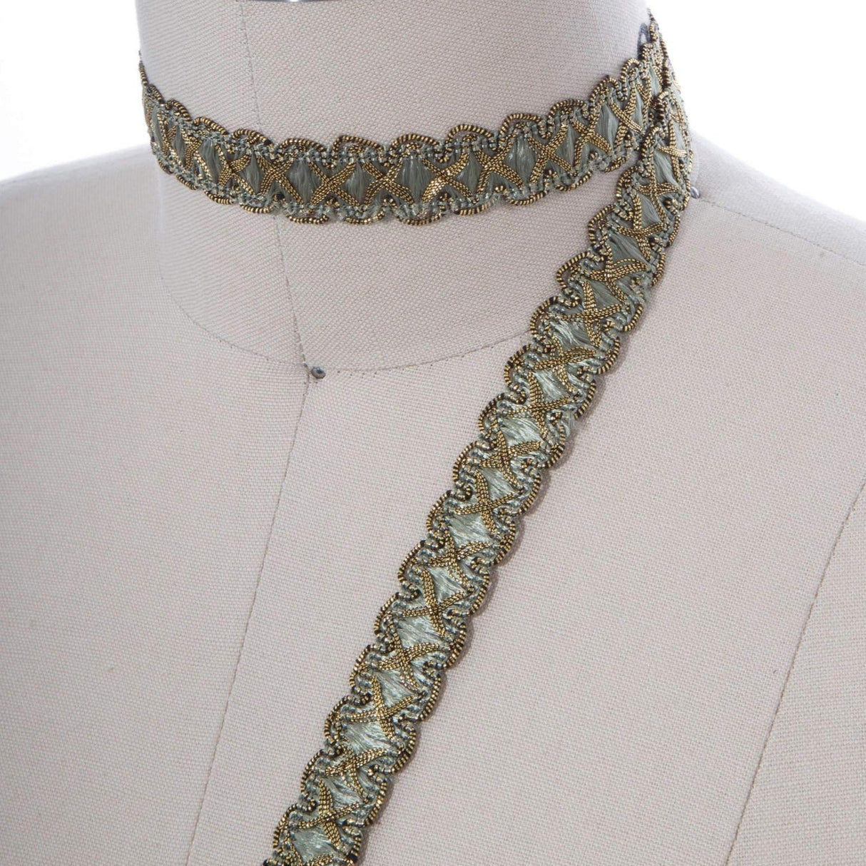 Gimp Trim Sea Foam Green Antique Gold 5/8"