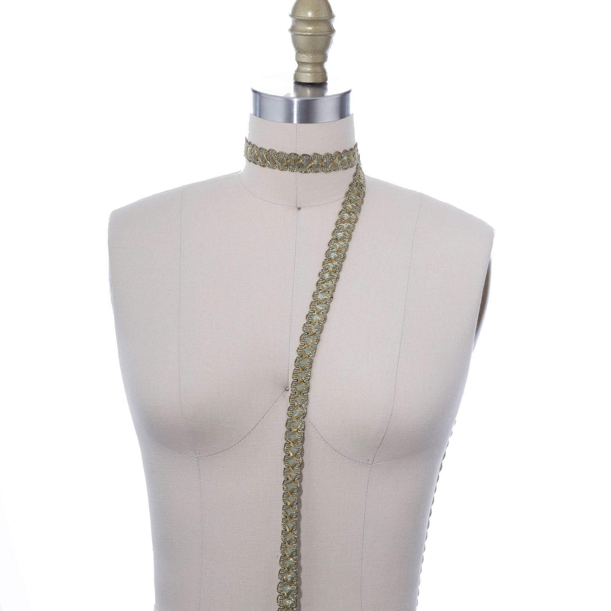 Gimp Trim Sea Foam Green Antique Gold 5/8"