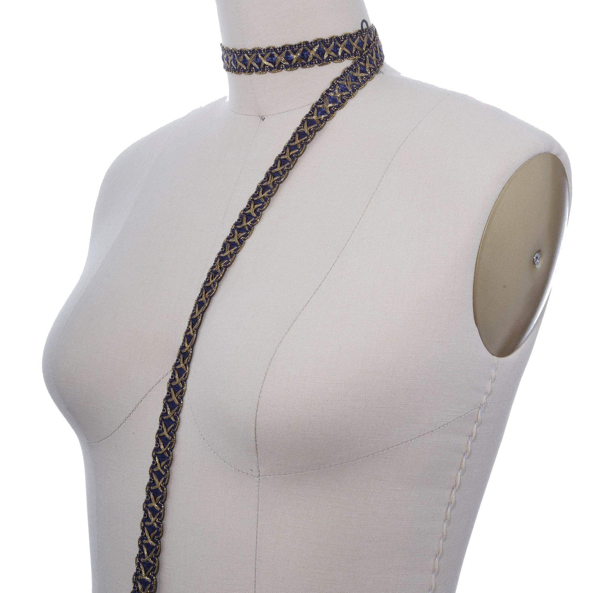 Gimp Trim Navy Blue Gold 5/8"