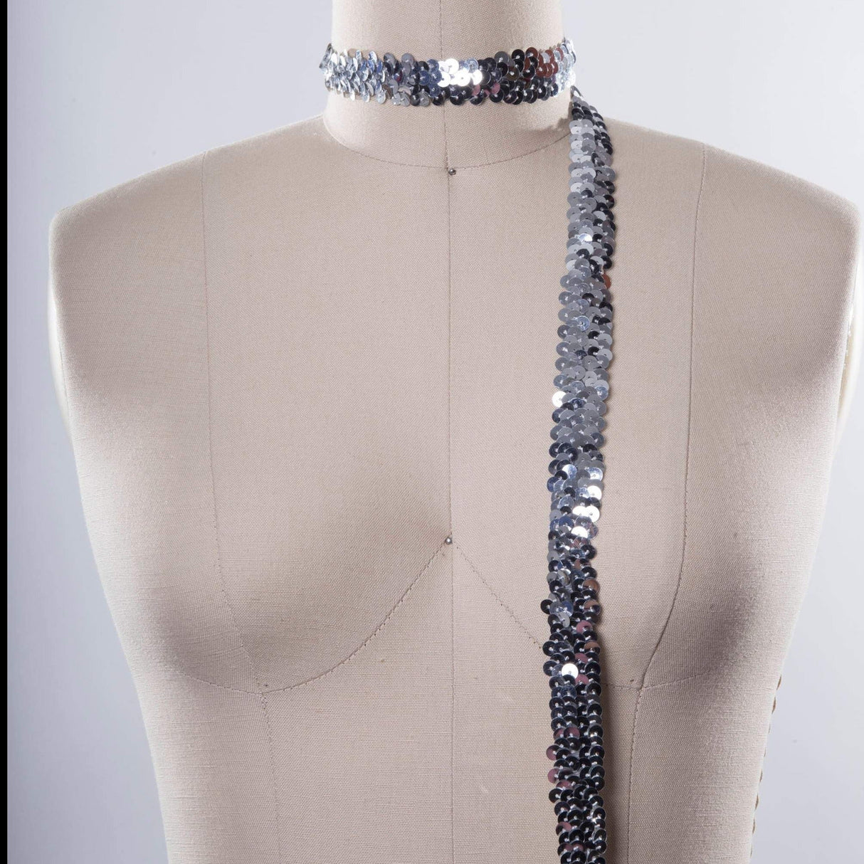 Stretch Sequin Trim Silver