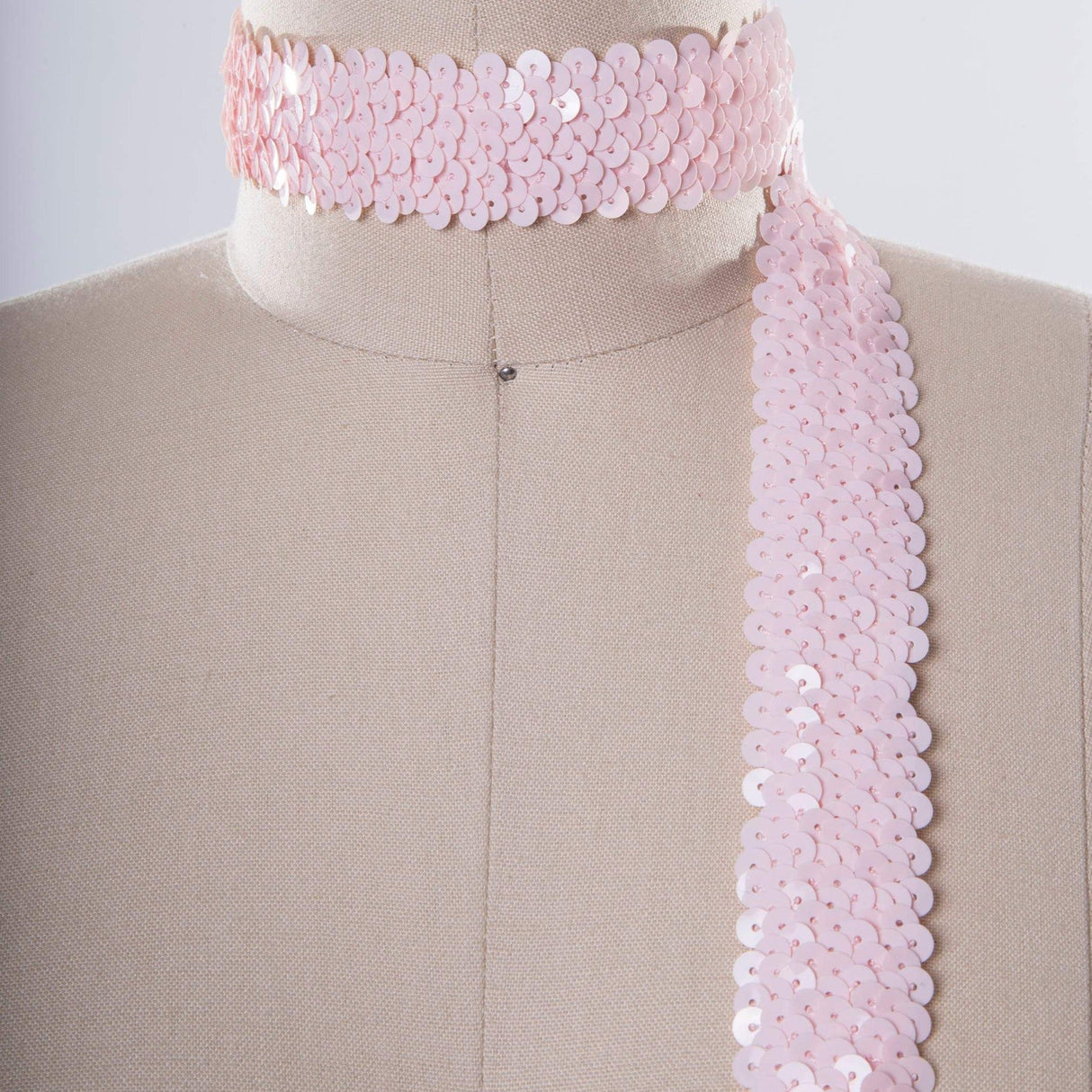 Stretch Sequined Trim Light Baby Pink