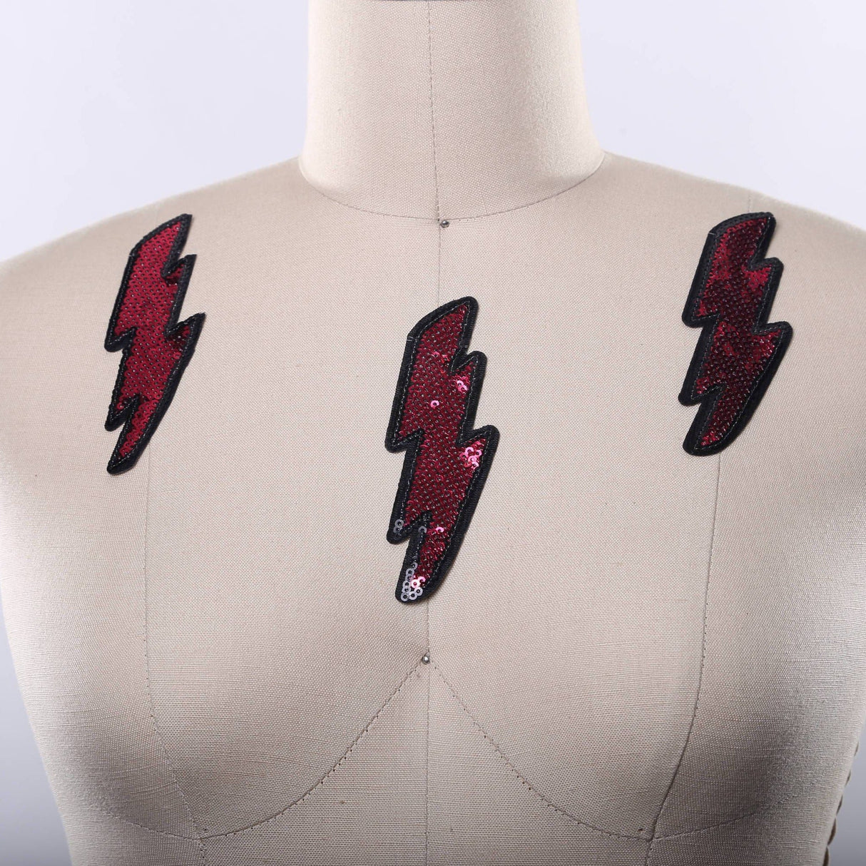 Sequined Lightning Bolt Patch Magenta