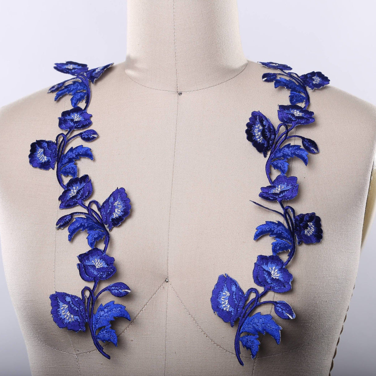 Flower Patch Royal Blue Embroidered Iron-On Applique