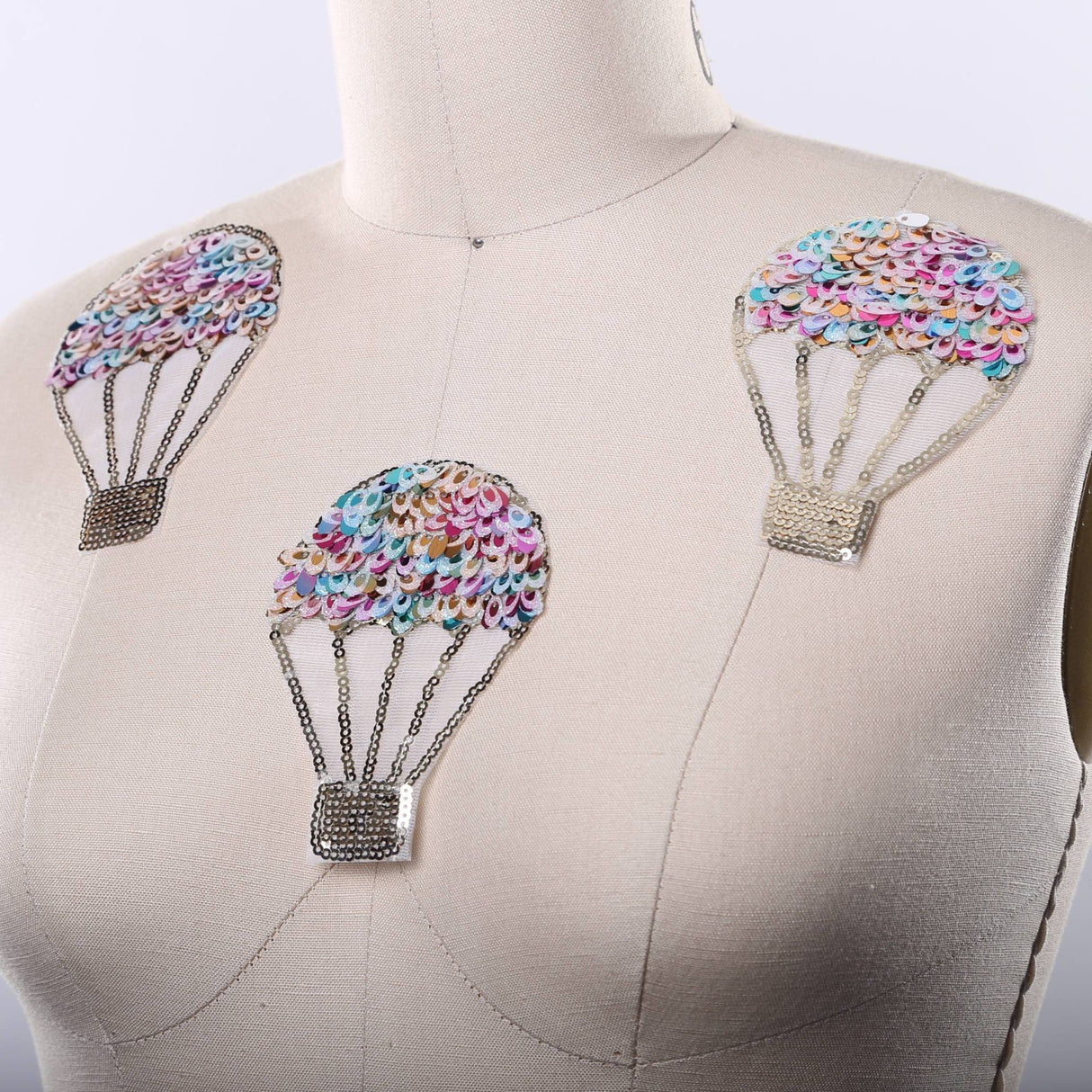 Sequin Hot Air Balloon Patch Antique Gold