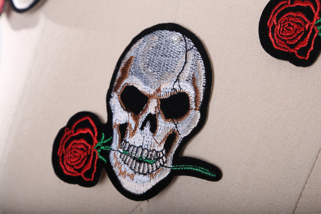 Skull Patch Iron-On Rose