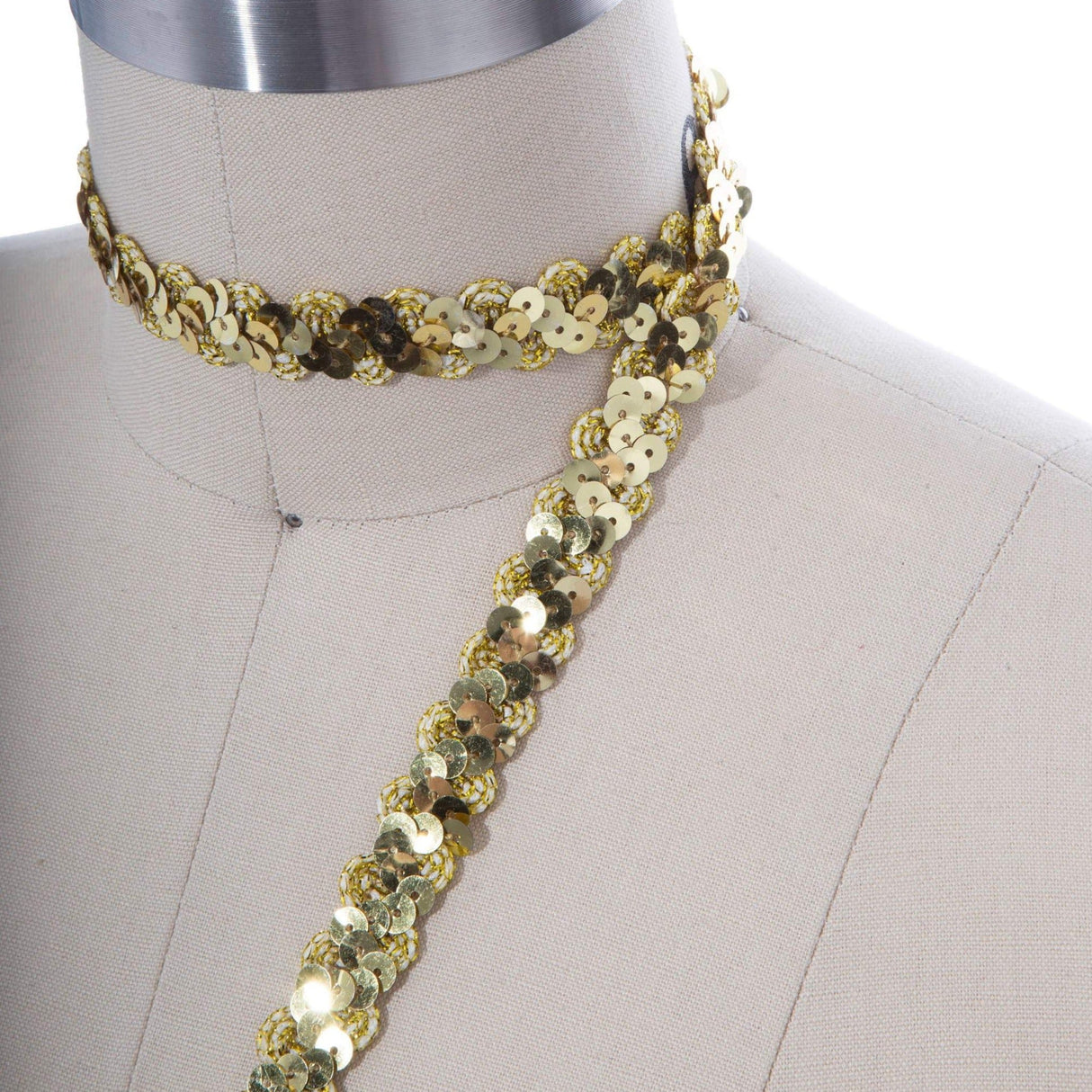 Sequin Banded Ribbon Trim Gold 1 Inch