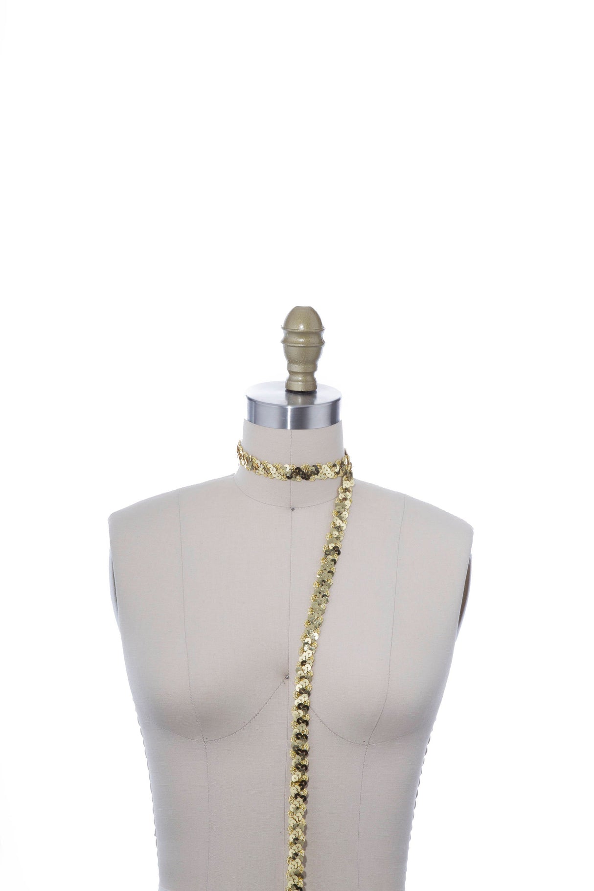 Sequin Banded Ribbon Trim Gold 1 Inch