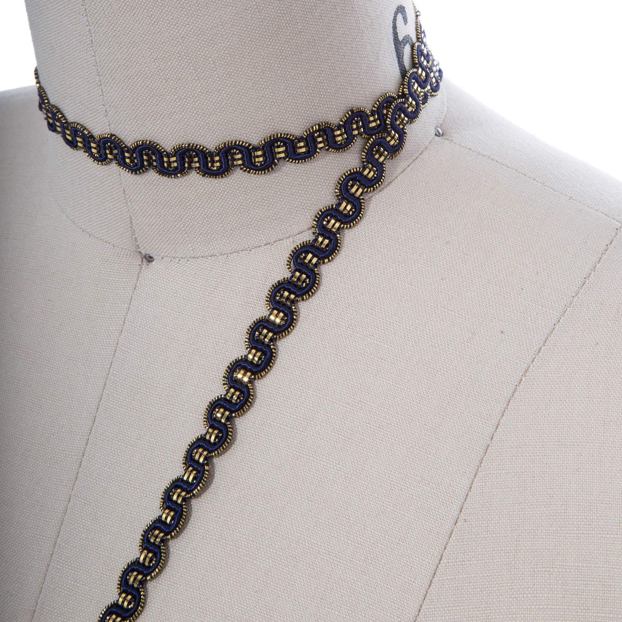 Gimp Trim Navy Gold Scroll 3/8 Inch