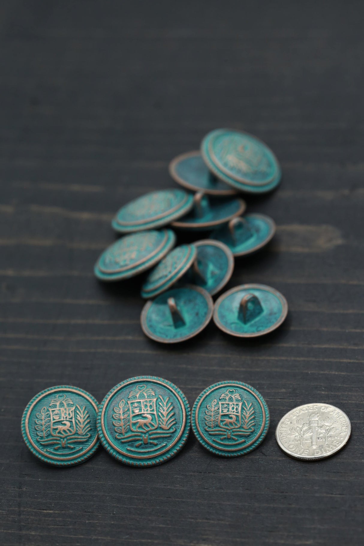 Turquoise Copper Metal Button