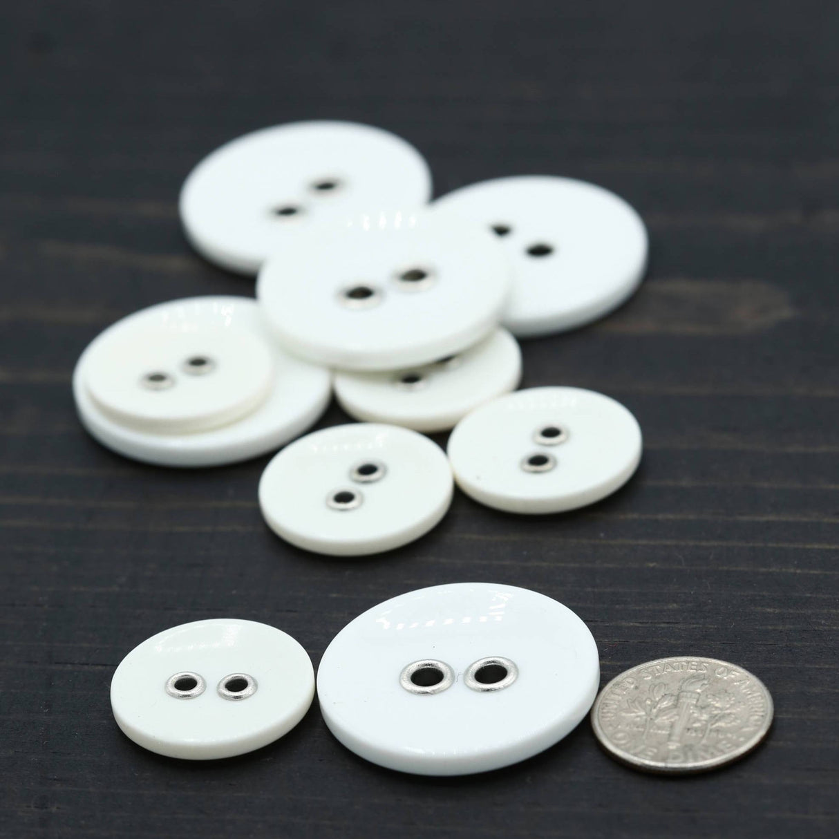 Plastic Two-Hole Button White