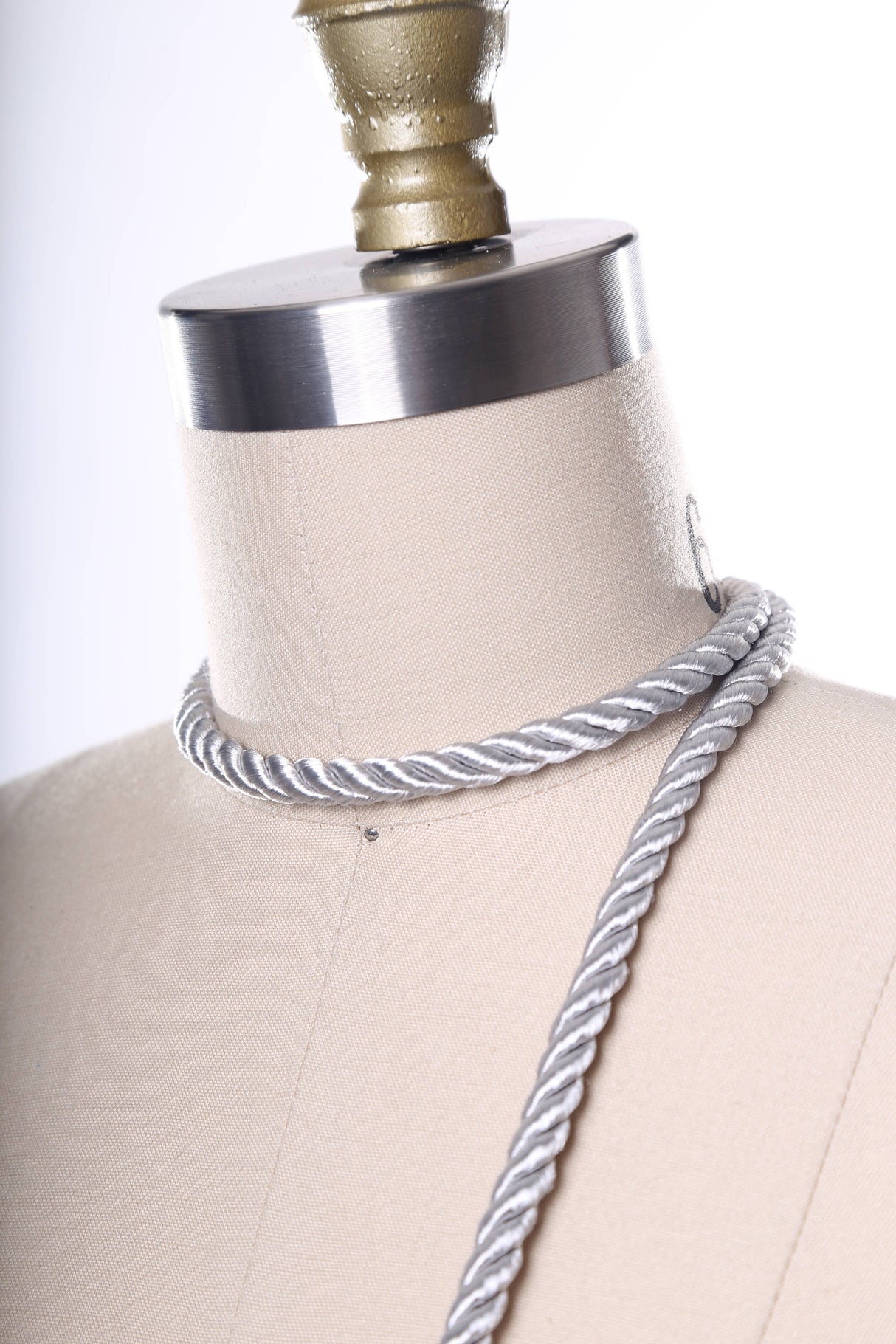Satin Cord Rope Trim Light Grey 1/4"