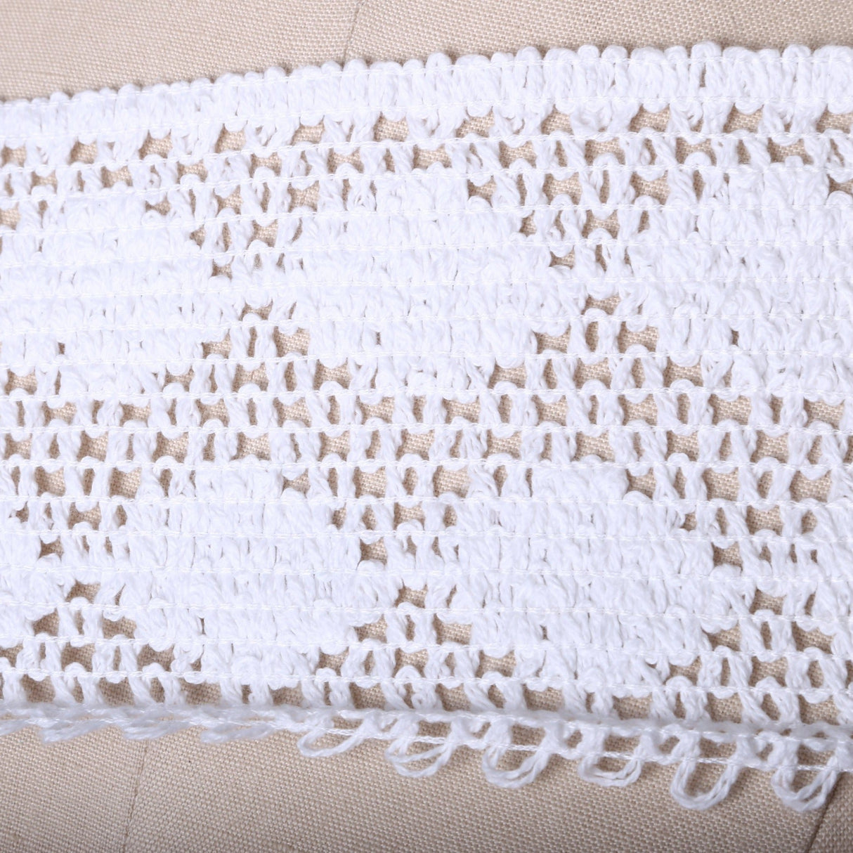 Crocheted Cotton Lace Trim White 4 Inch