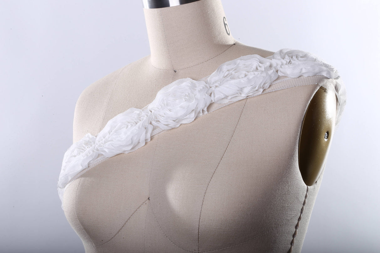 Rose Lace Trim White Ivory