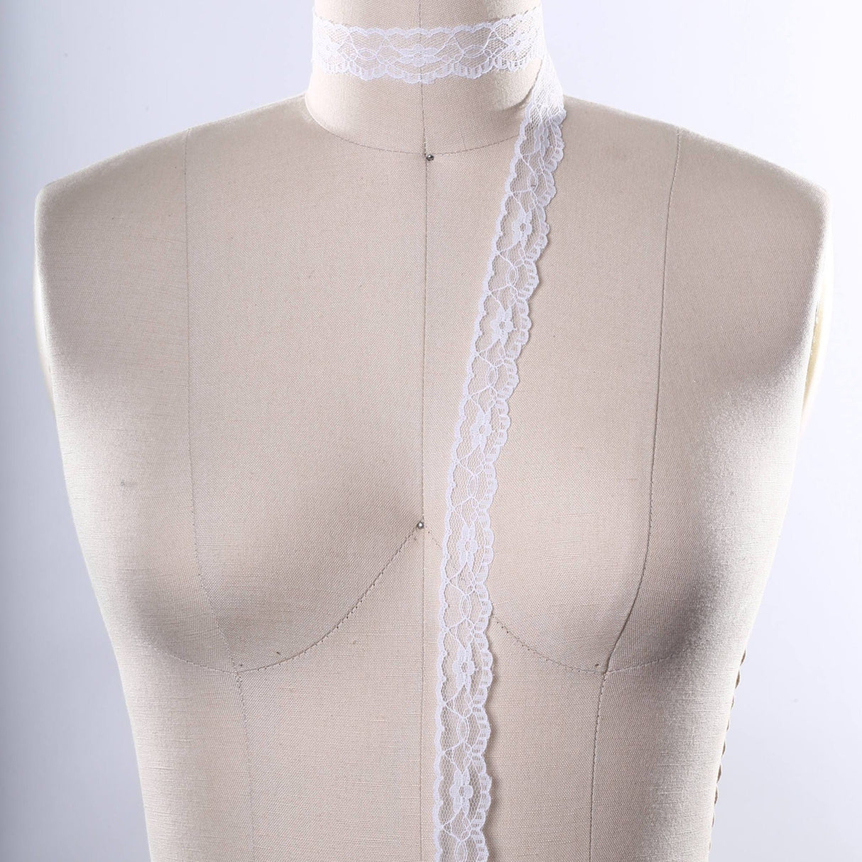 Lace Trim White Polyester Bridal