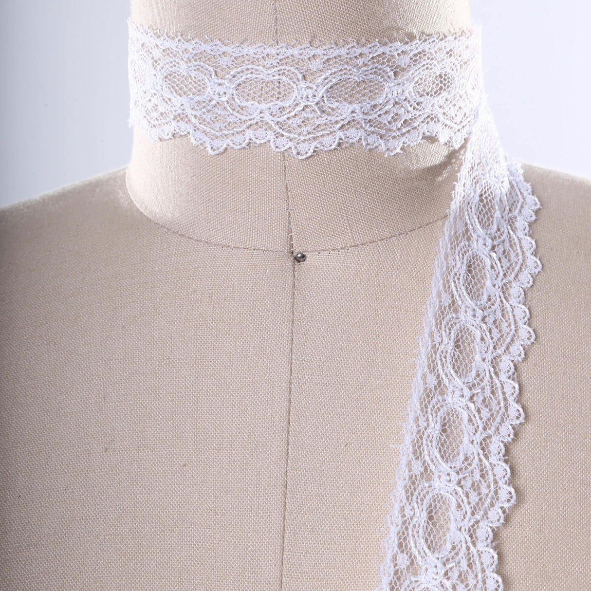 Lace Trim White Bridal Narrow
