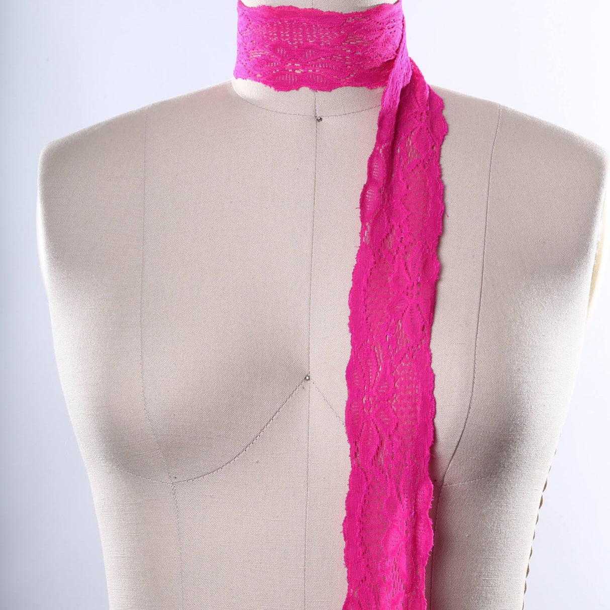 Stretch Lace Trim Hot Pink 2.5" Floral