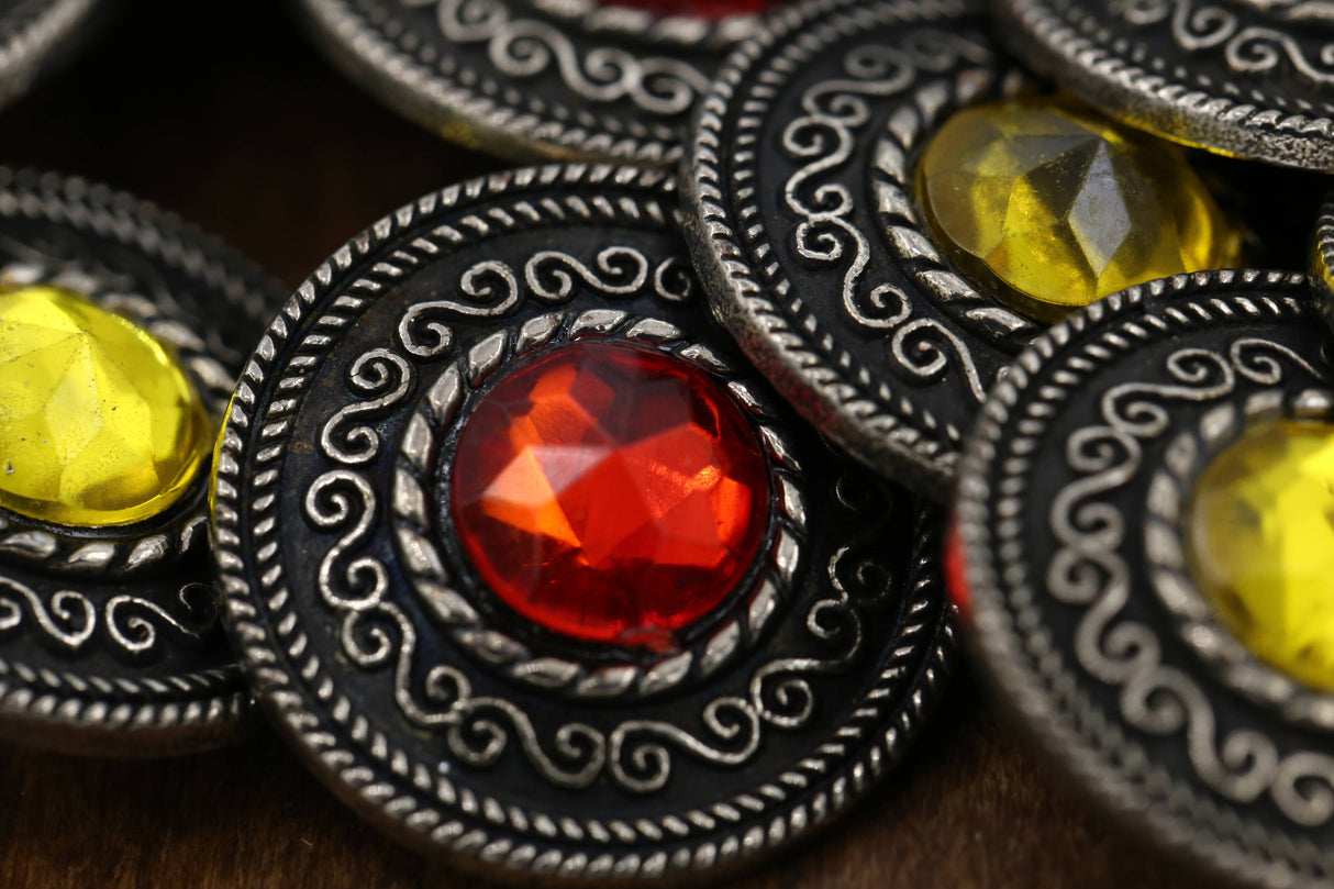 Gemstone Shank Button Gunmetal Acrylic