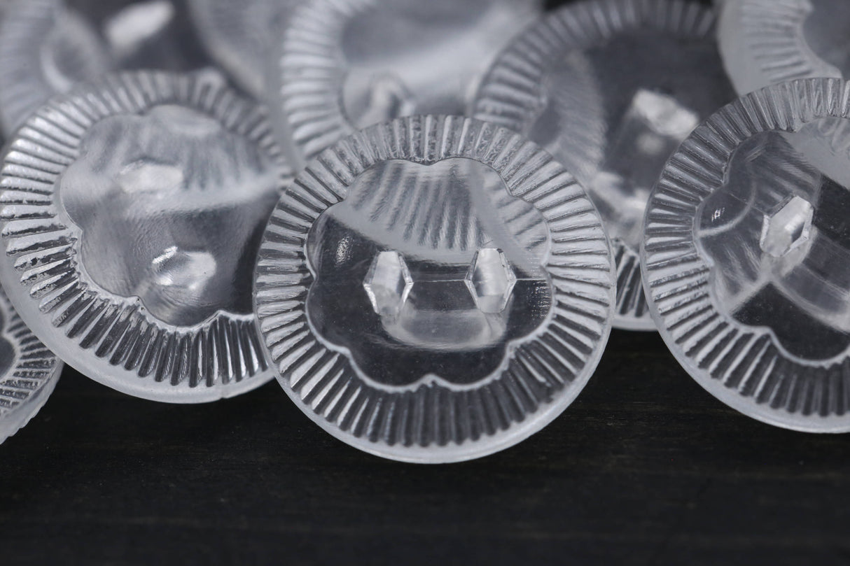 Clear Plastic Flower Shank Button 22L