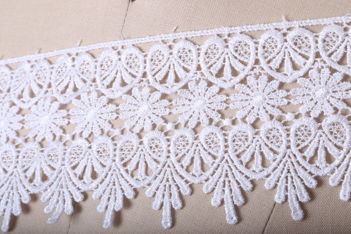 Venice Lace Trim Ivory White 4 Inch