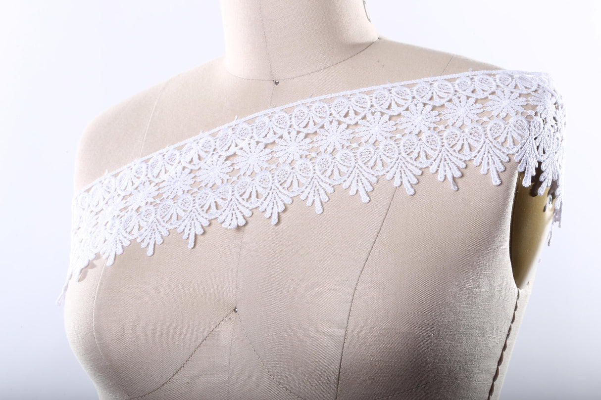 Venice Lace Trim Ivory White 4 Inch