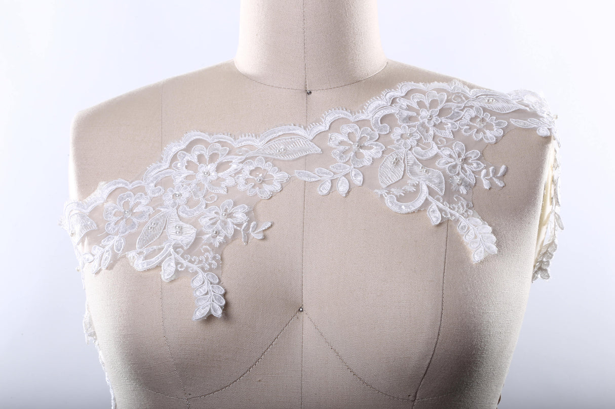 Bridal Lace Trim 6" Sequin Beaded