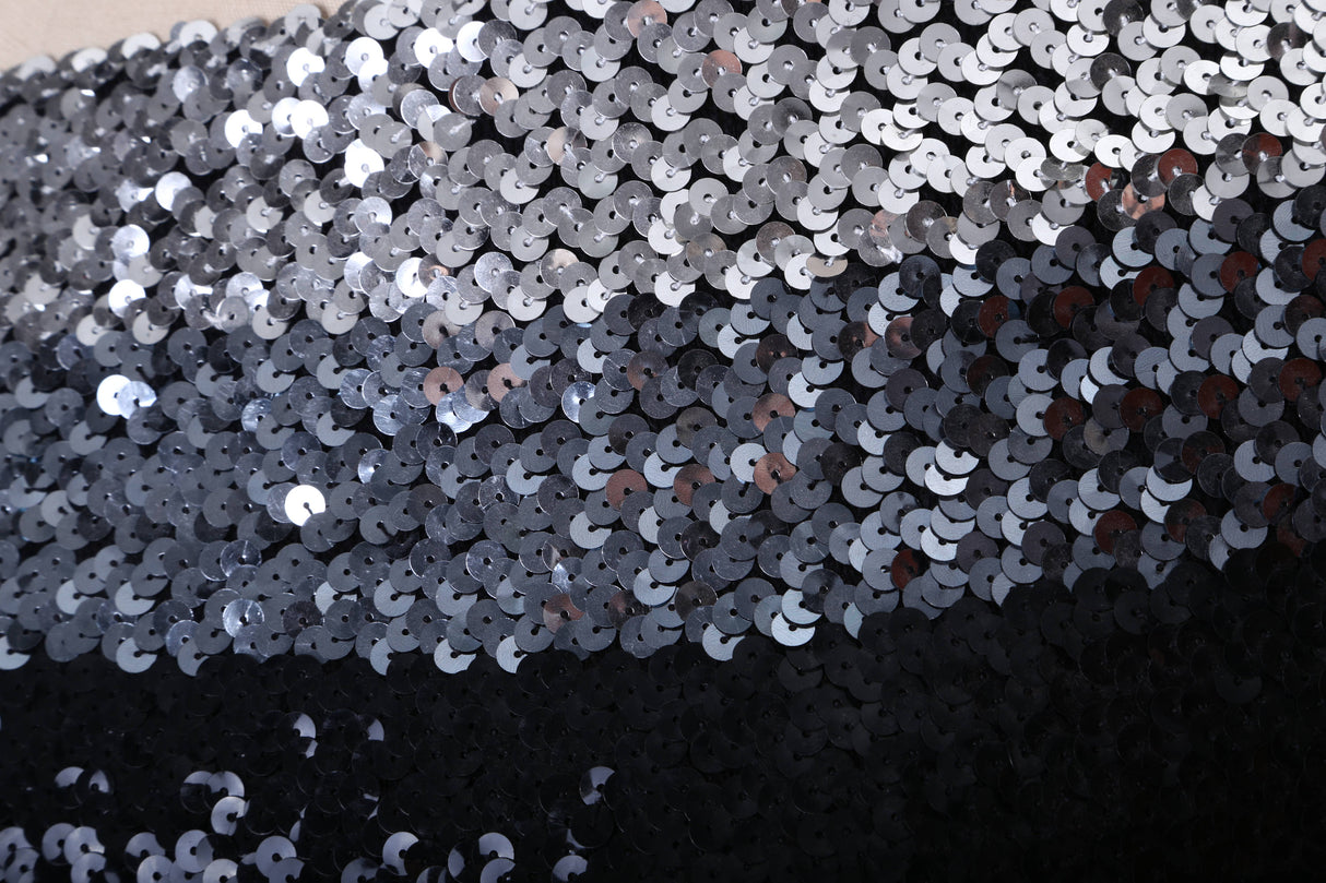 Stretch Sequin Trim Silver Gunmetal Black