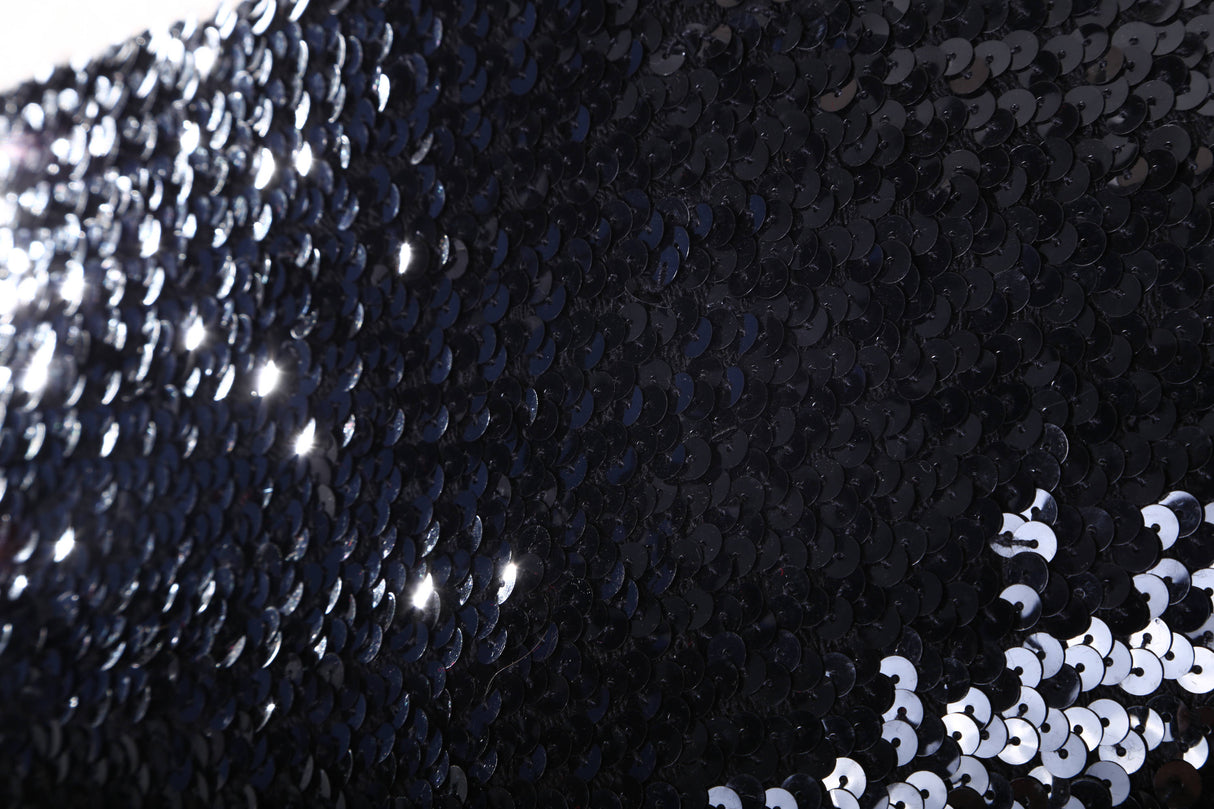 Stretch Sequin Trim 6" Wide Black Red