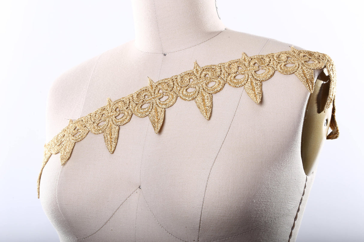 Venice Lace Trim Metallic Gold Silver 3.25in