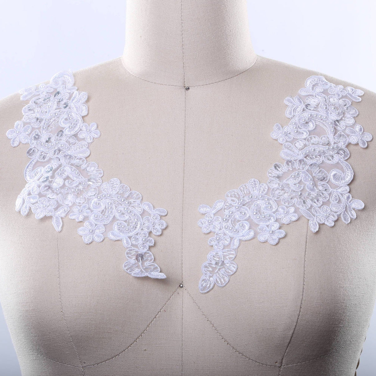 Bridal Lace Applique Pair White Ivory