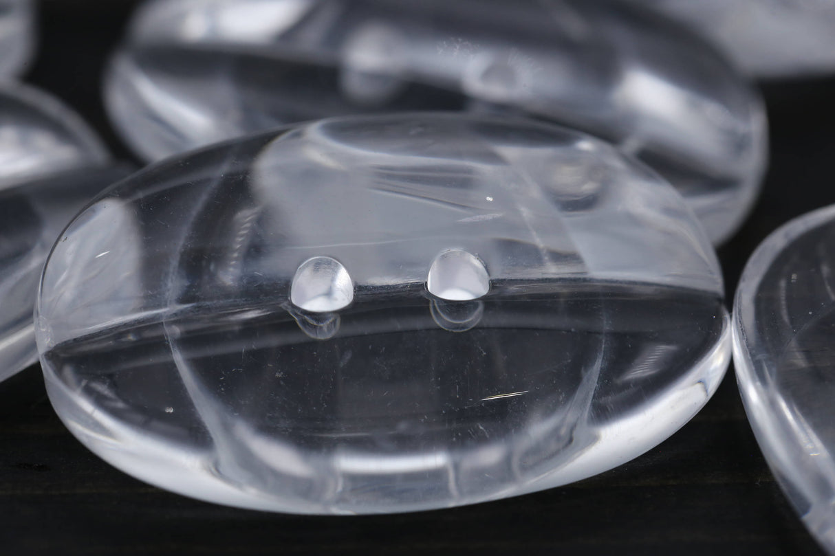 Clear Plastic Oval Button 31mm x 20mm