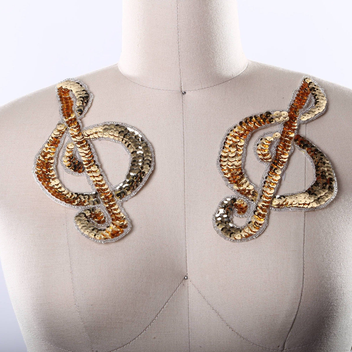 Music Note Patch Gold Sequined Oversized