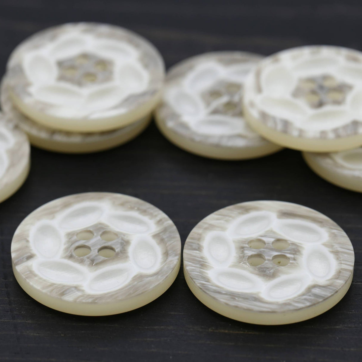 Plastic Beige Four-Hole Button