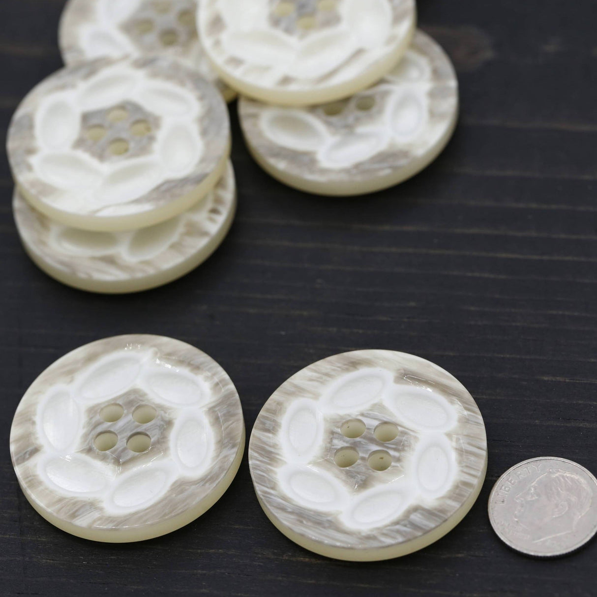 Plastic Beige Four-Hole Button