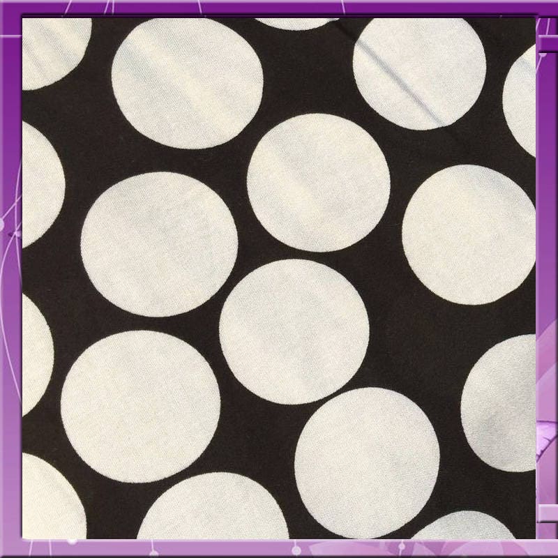 Rayon Challis Polka Dot Black Background