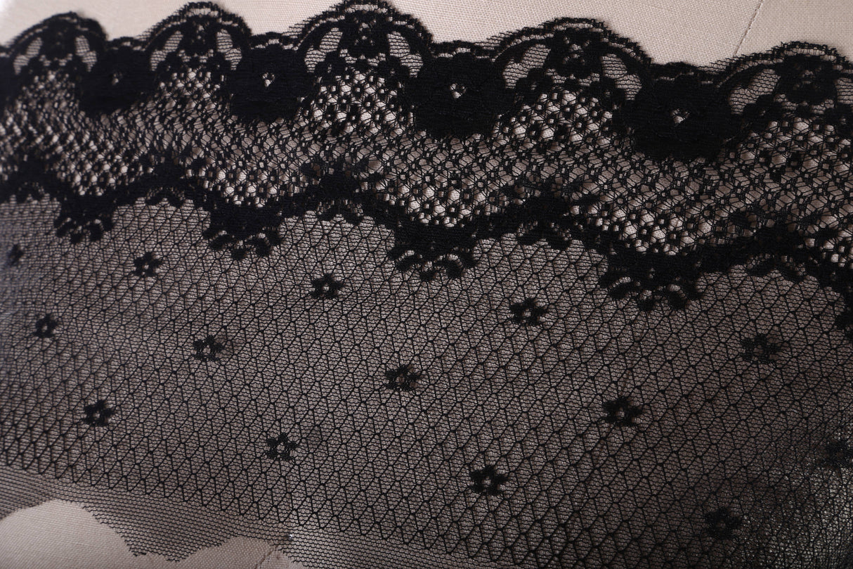 Lace Trim Black Polyester 6 Inch Scallop
