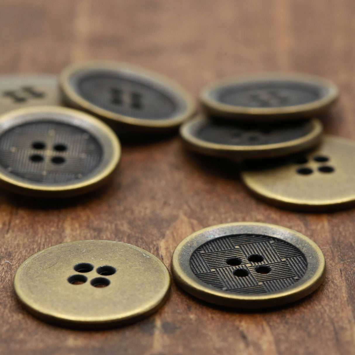 Brass Metal Button 4-Pack 7/8 Inch