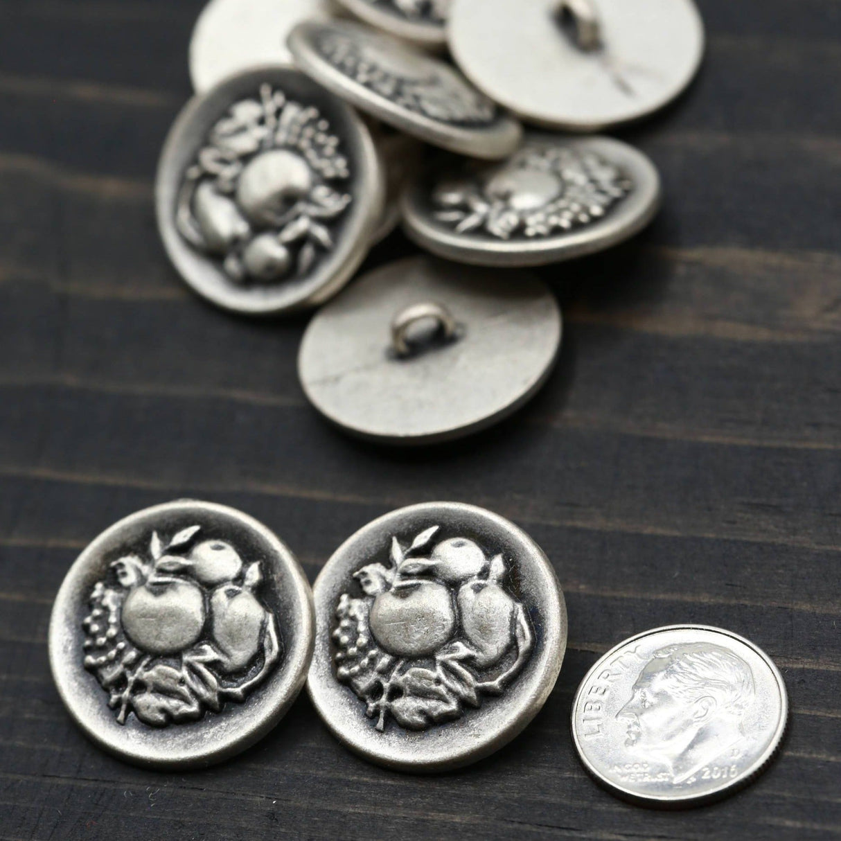 Silver Fruit Design Metal Button 36L