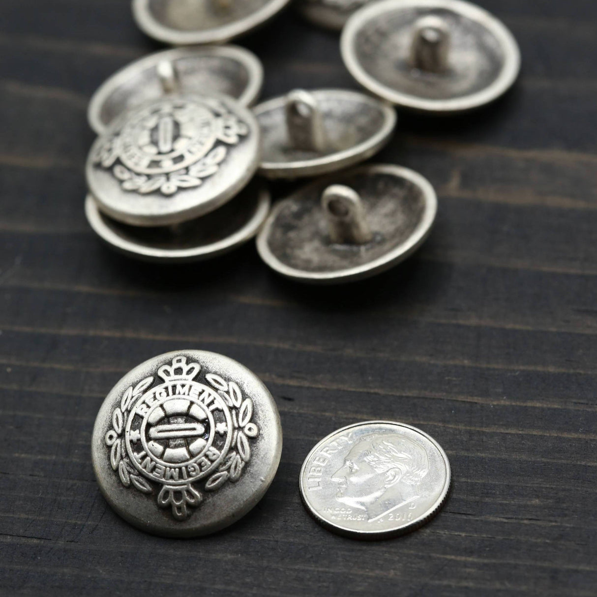 Silver Regiment Metal Shank Button 22 mm