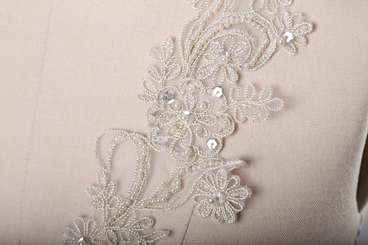 Beaded Lace Applique Pair Antique Gold