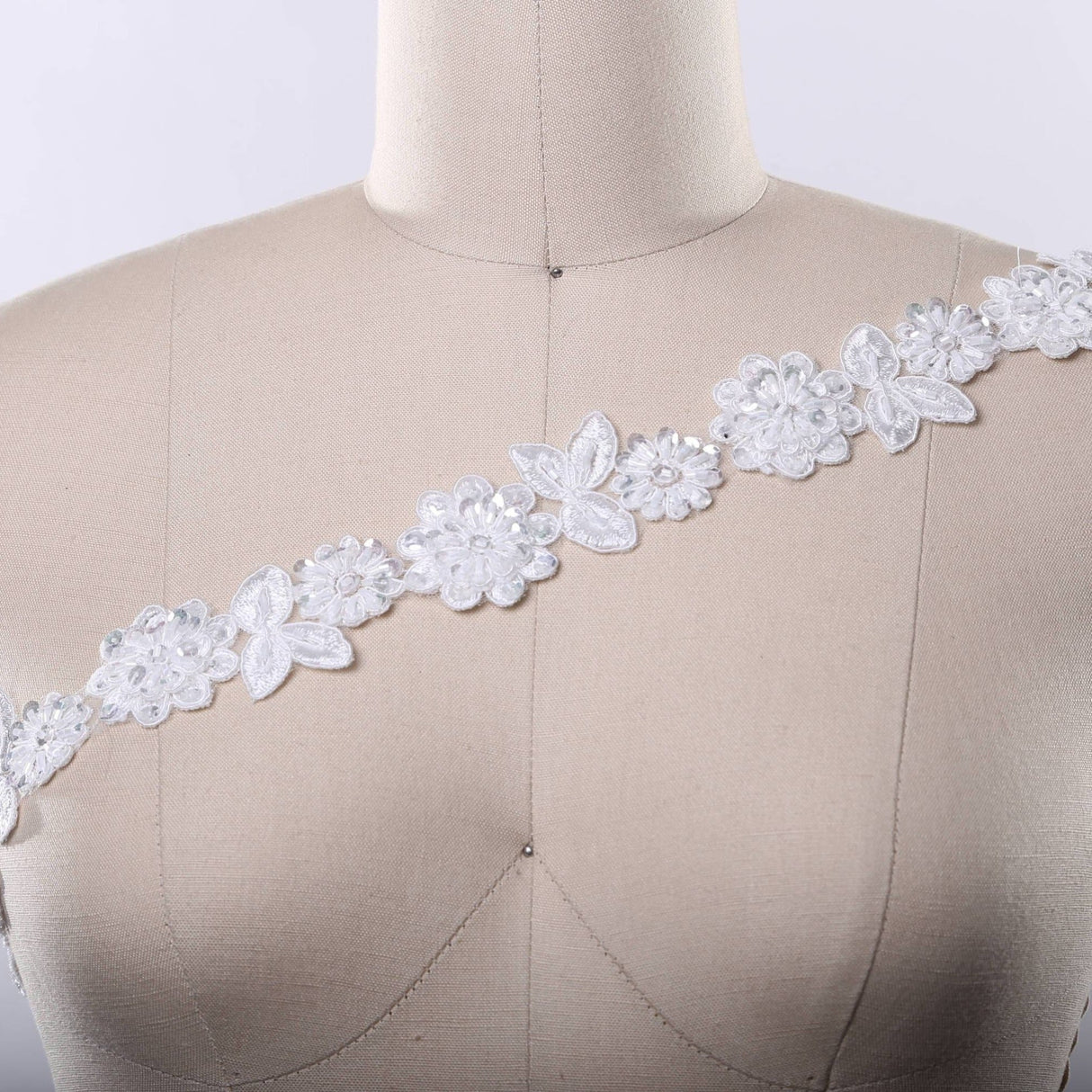 Beaded Lace Trim White Ivory 1.75in