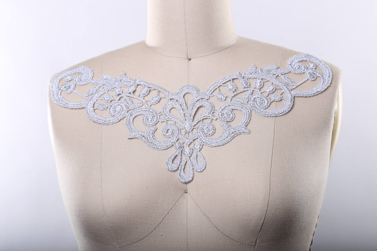 Silver Metallic Venice Lace Applique