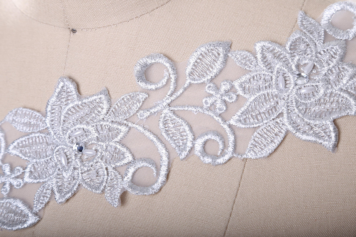 Beaded Floral Bridal Lace Trim