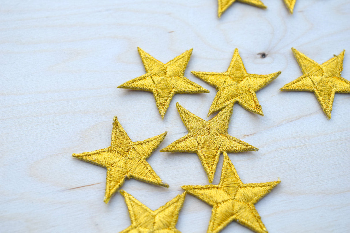 Embroidery Star Patch Red Gold