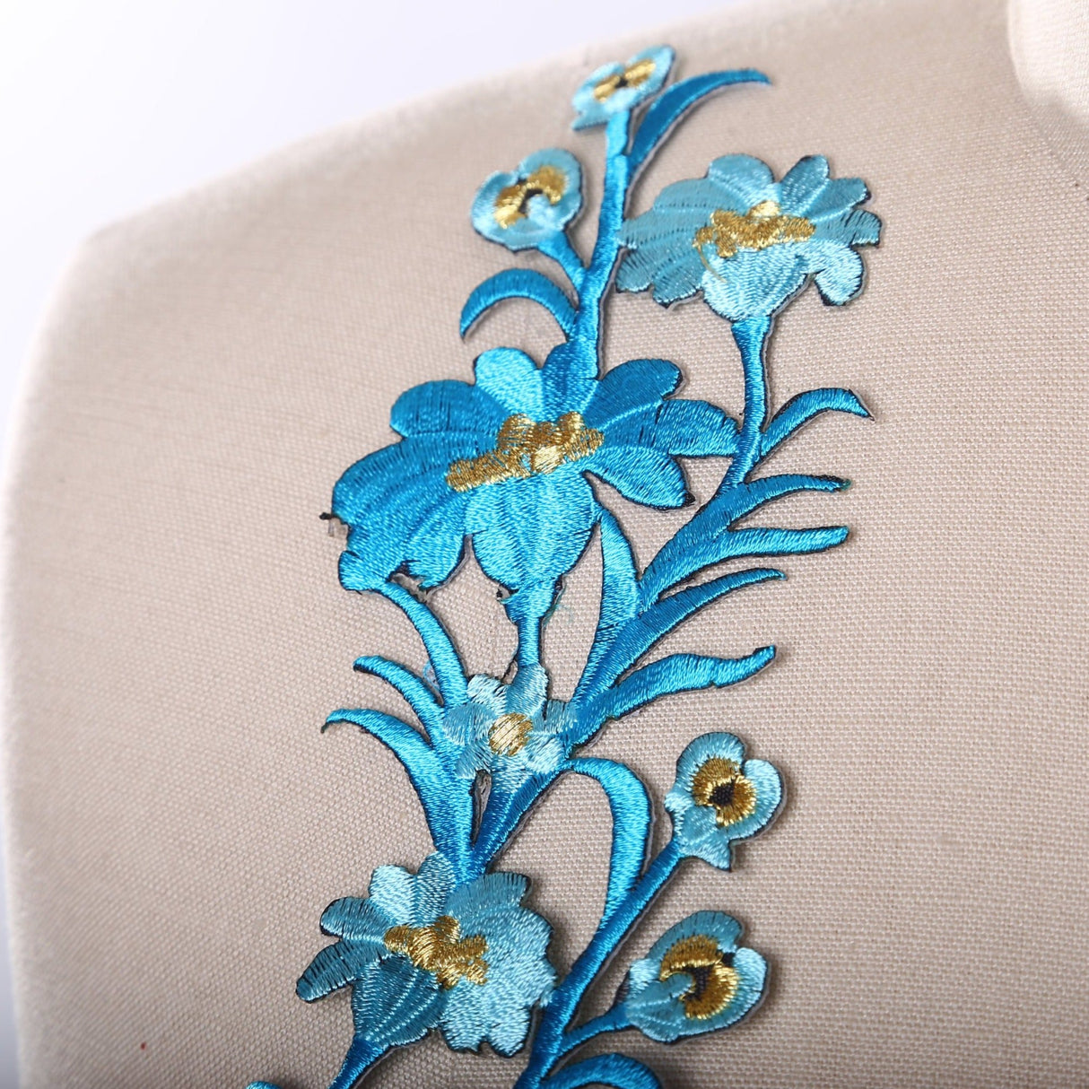 Flower Applique Electric Blue Embroidery