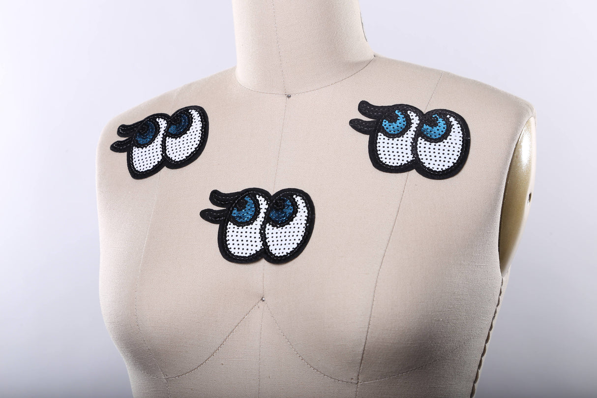 Sequined Blue Eye Patch Iron-On