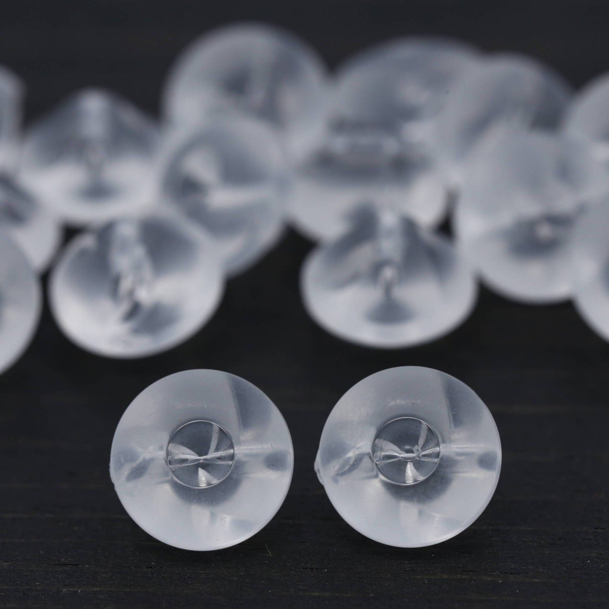 Sew-On Clear Frosted Plastic Button 12mm