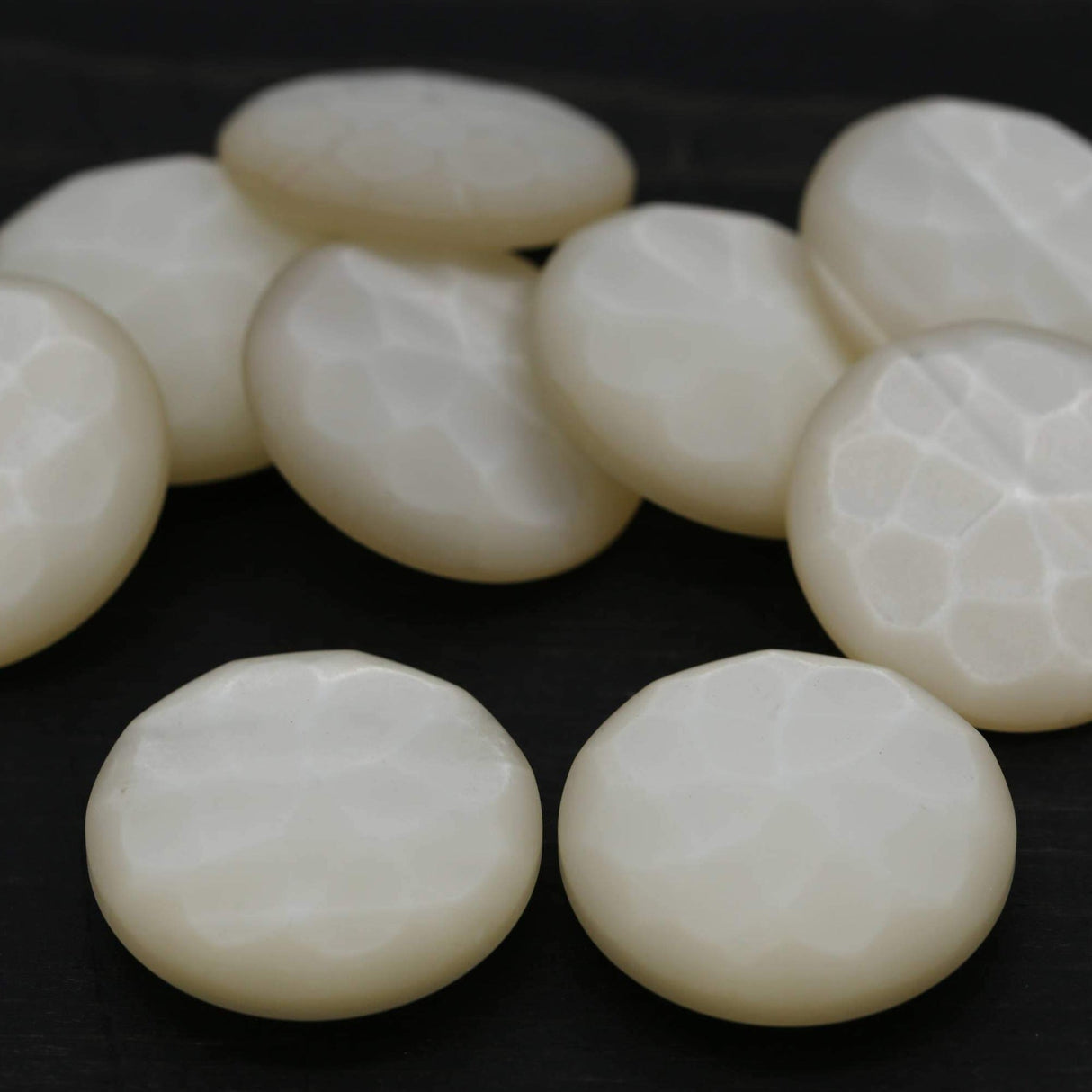 Plastic Shank Button Off White Fish Scales