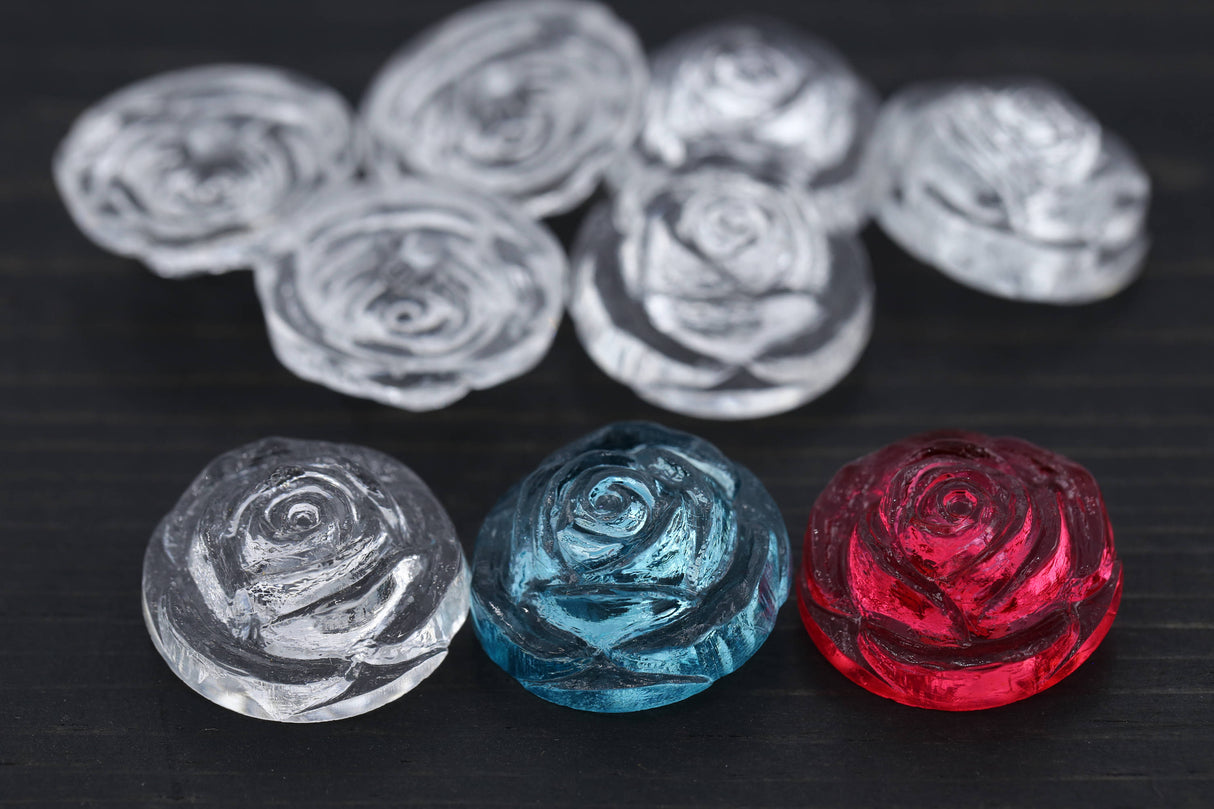 Rose Design Shank Button Clear 27mm