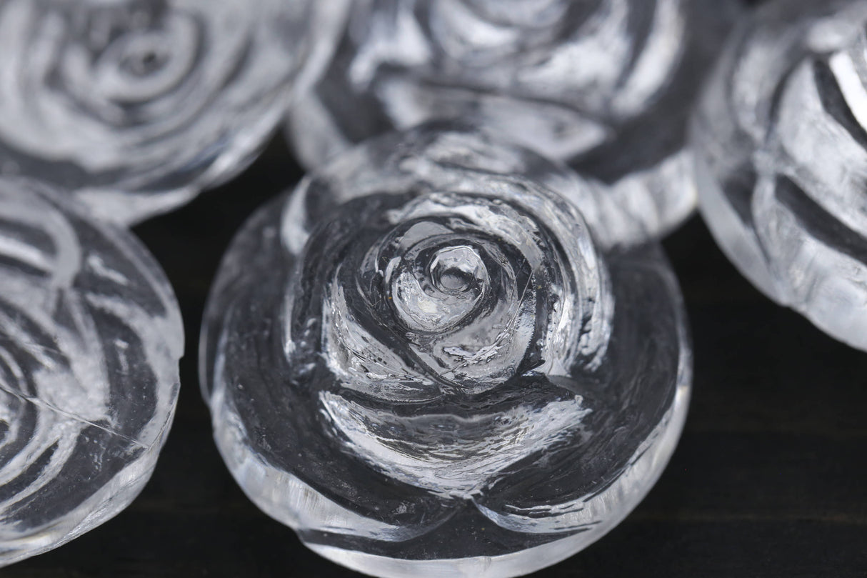Rose Design Shank Button Clear 27mm