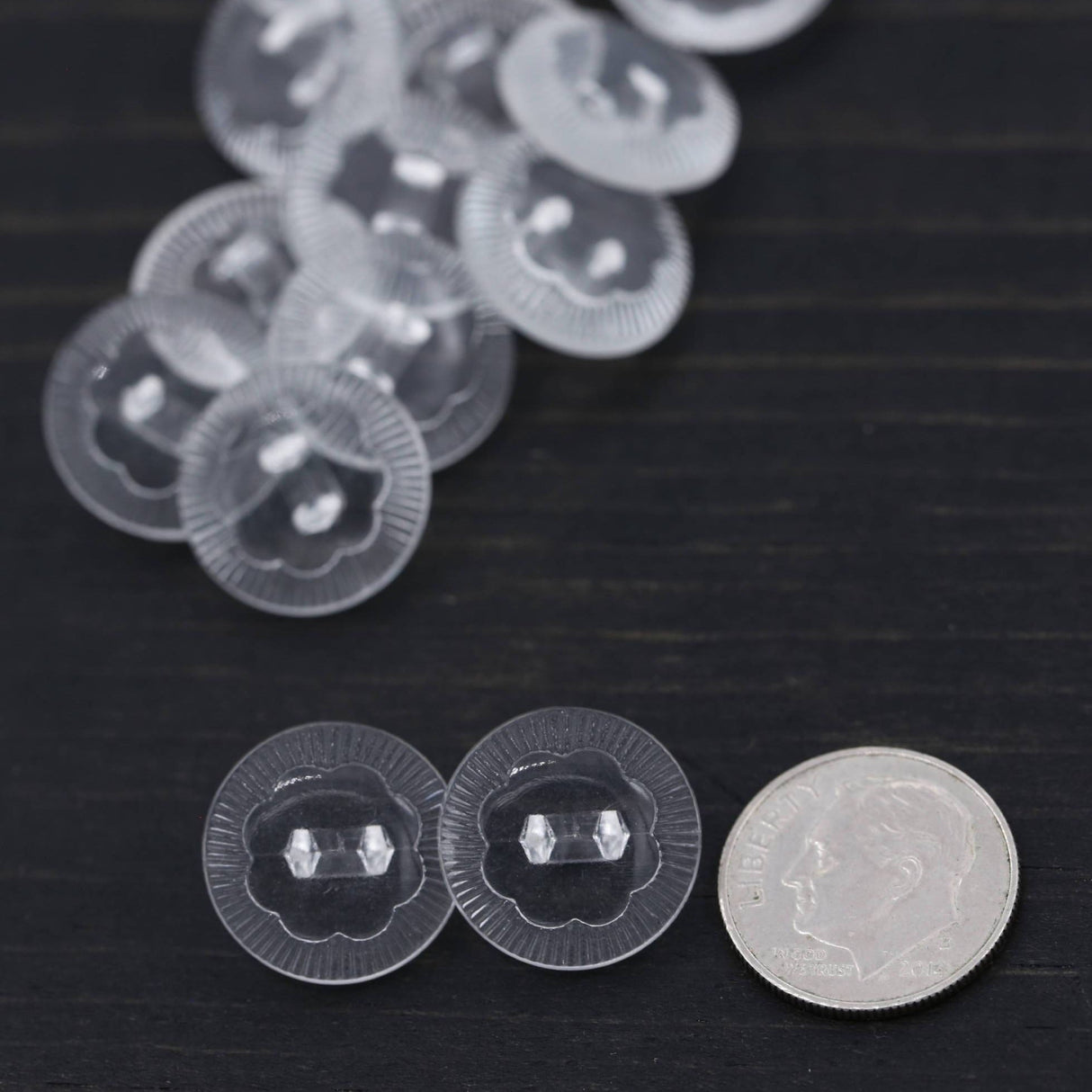 Clear Plastic Flower Shank Button 22L